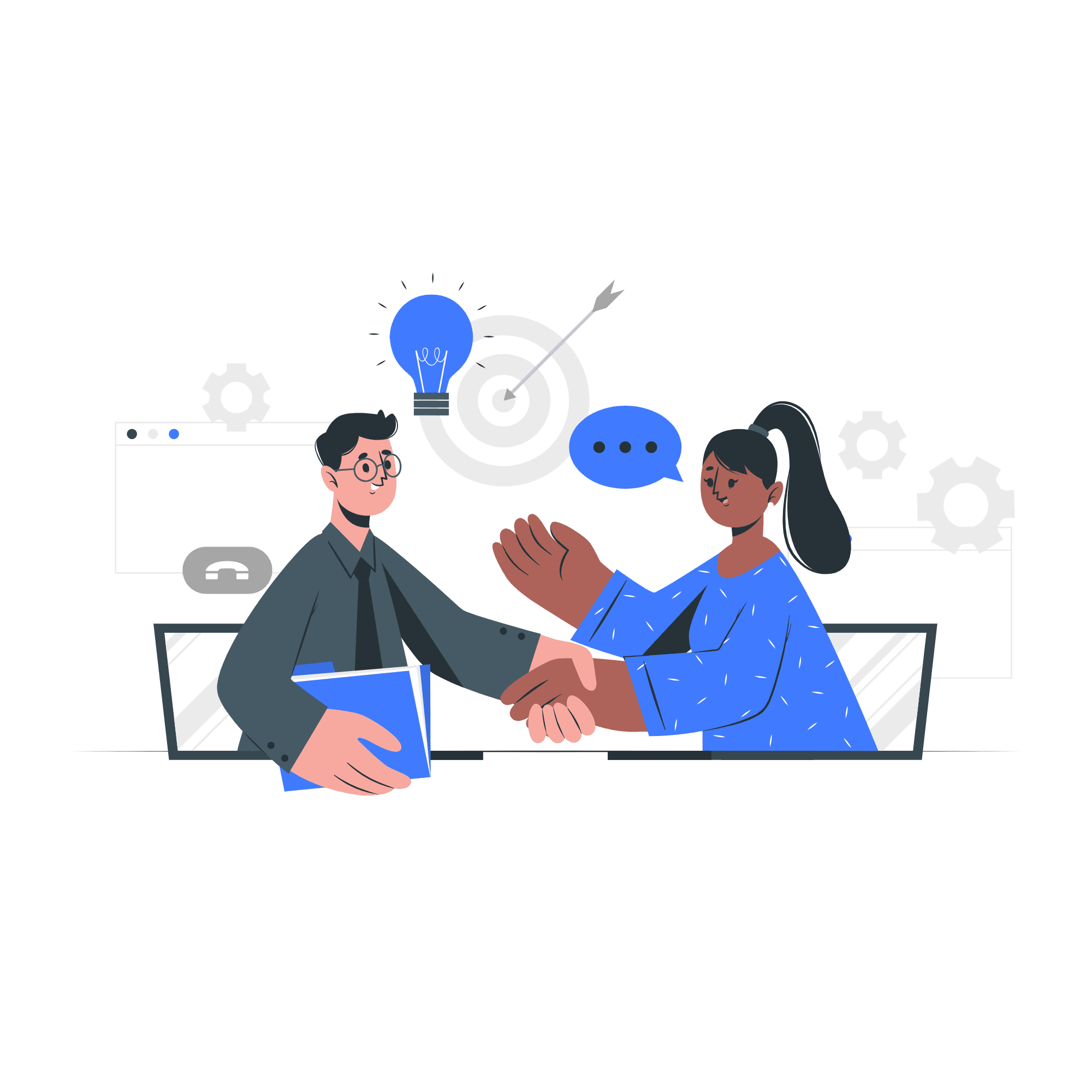 un prestataire en mémoire technique et son client se serrent la main