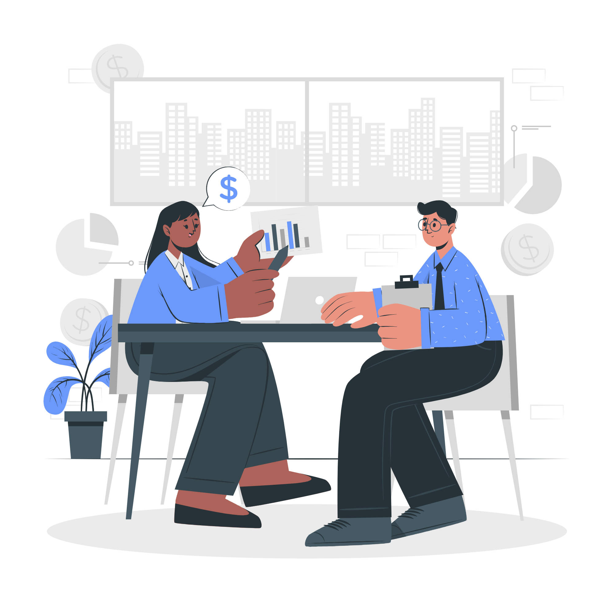 deux personnes discutent des formulaires de candidatures pour des appels d'offres