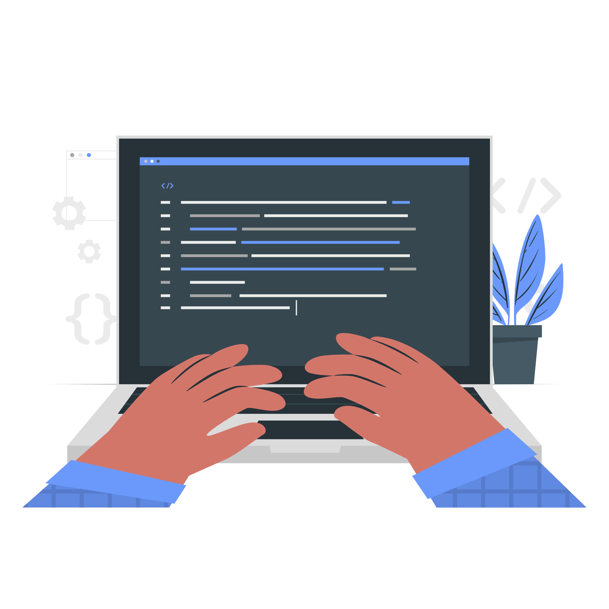 deux mains tapent sur un ordinateur