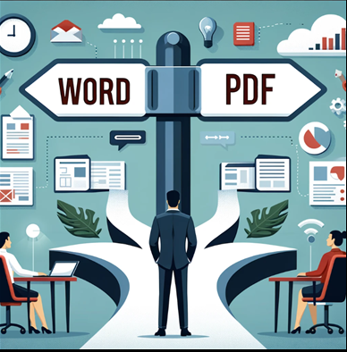 un personnage doit choisir entre word ou pdf