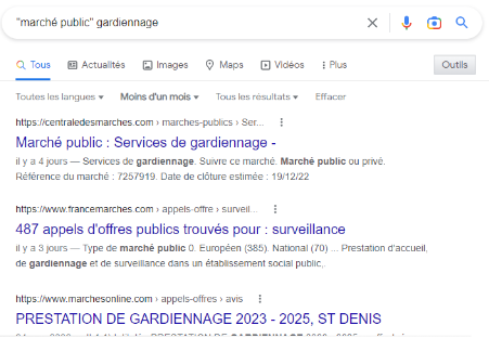 exemple de marché public gardiennage