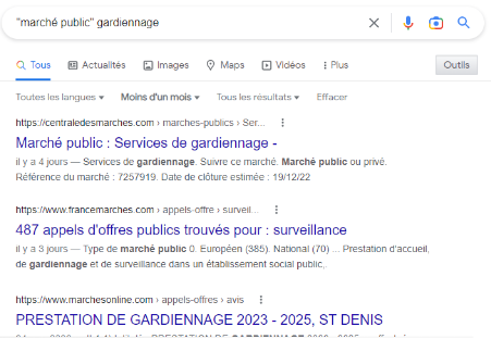 exemple de marché public gardiennage 